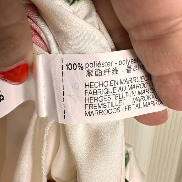 Zara Beige‎ Rose Print Knot Tie Sleeveless Shirt Blouse Size XS - Picture 11 of 13